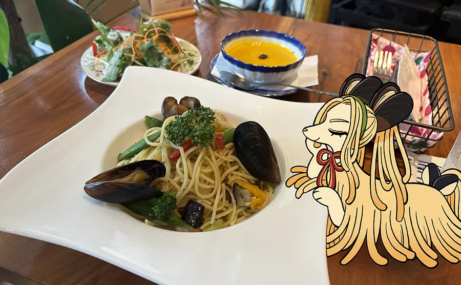 ムール貝入りペペロンチーノ